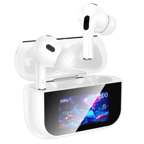 Hoco EW79 Bright ANC Touch Screen Bluetooth Earbuds – White - Image 2