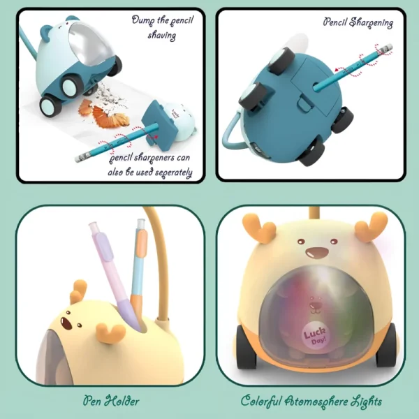 Foldable LED Study Lamp with Pen Holder & Sharpener for Kids - Image 3
