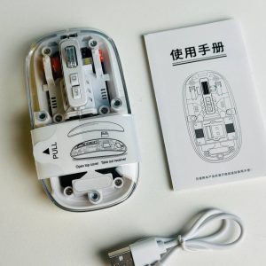 GearUP WM30 Transparent Crystal 2.4G + Bluetooth Magnetic Wireless Mouse- White Color