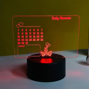 GearUP Multicolor Acrylic Night Lamp with Writable Calendar Board and Erasable Pen