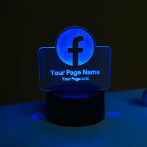 Customizable Facebook Logo Design Acrylic Multicolor Night Lamp – Black