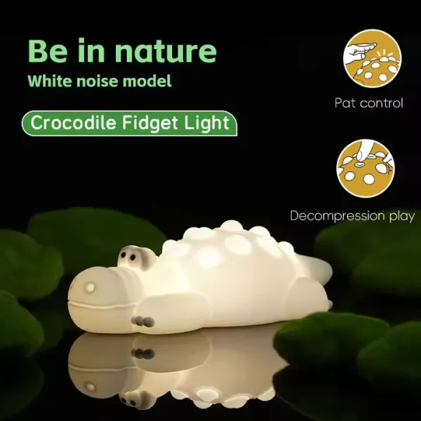 7 Color Crocodile Shape Silicone Night Light Toy for Kids Techtoli